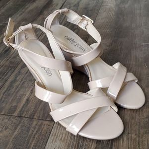 Cathy Jean Strappy Patent Wedge Sandals